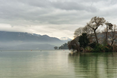 Scenic view of lake against sky