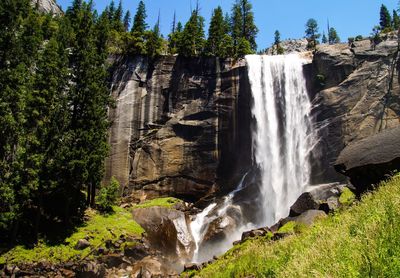 Scenic view of waterfall in forest