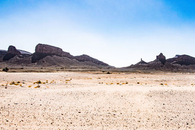 View of desert against blue sky