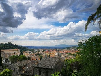 High angle view of townscape against sky