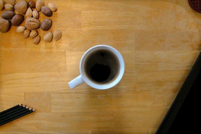 Directly above shot of coffee on table