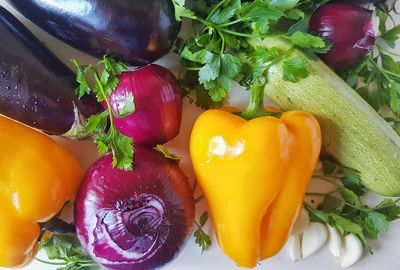 Close-up of multi colored bell peppers