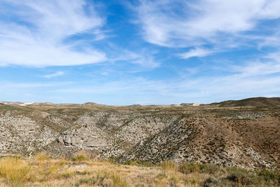 Scenic view of arid landscape against sky