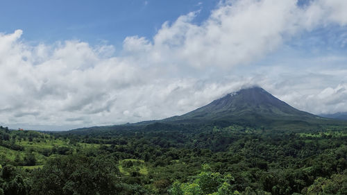 Scenic view of volcanic landscape against sky