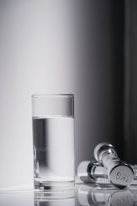 Close-up of water in glass on table