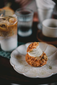 Close-up of dessert on table