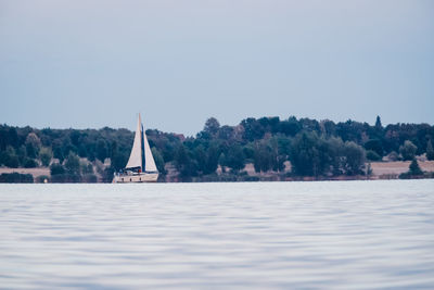 Scenic view of lake against clear sky