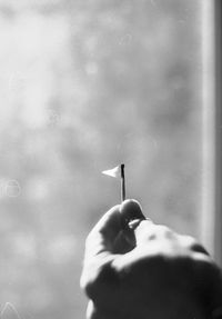 Cropped hand of person holding lit matchstick