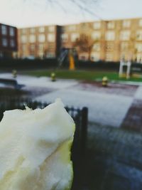 Close-up of ice cream on table