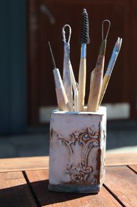 Close-up of cigarette on table