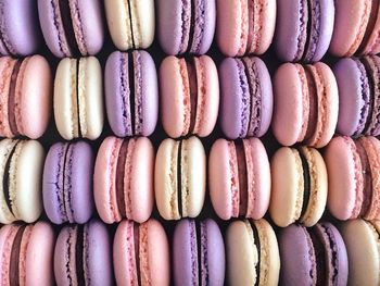 Full frame shot of colorful macaroons