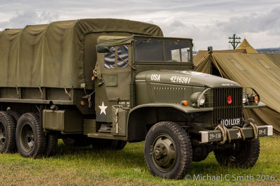 Vintage car on field