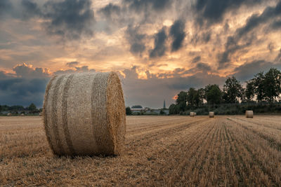 Scenic view of field against sky during sunset