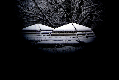 Snow covered trees against sky