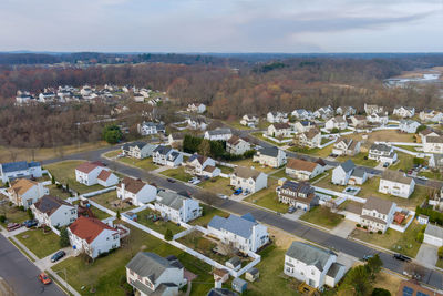 High angle view of townscape against sky