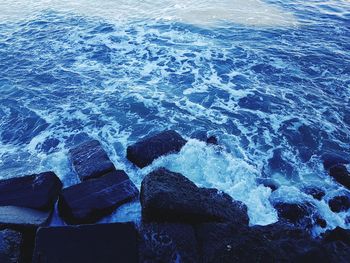 High angle view of sea waves