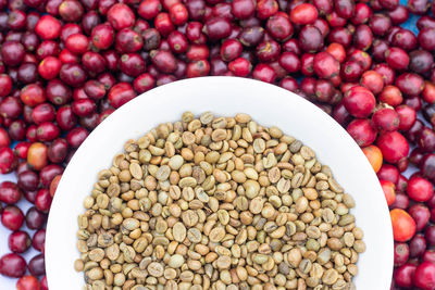 High angle view of fruits in bowl