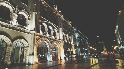 Illuminated building at night