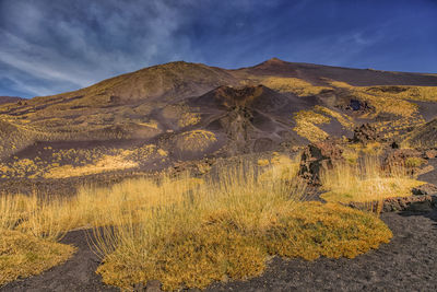 Scenic view of mountains against sky
