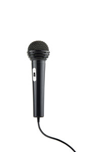 Close-up of microphone against white background