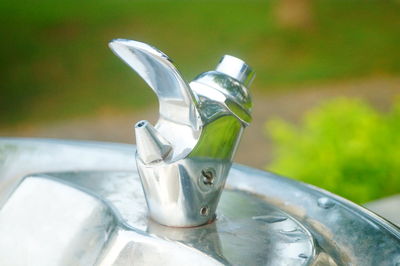 Close-up of water in glass container on table