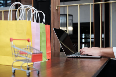 Man using laptop on table