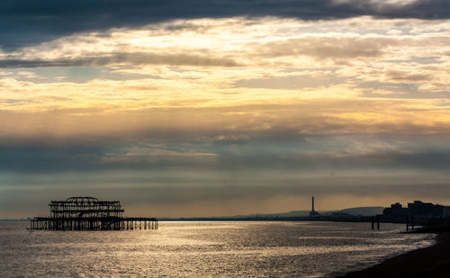 Scenic view of sea against sky during sunset