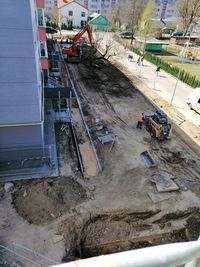 High angle view of construction site