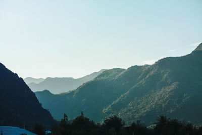 Scenic view of mountains against clear sky