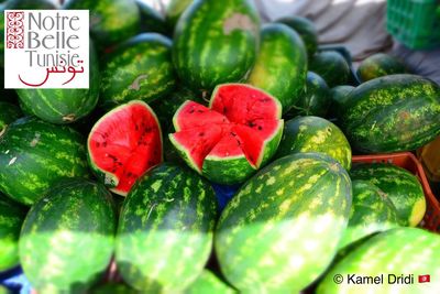 High angle view of fruits for sale in market