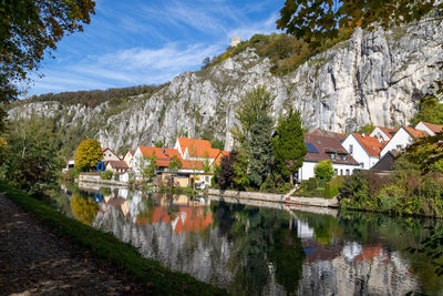 Idyllic view at the village markt essing in bavaria, germany with the altmuehl river 