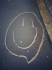 High angle view of painting on road in city