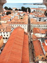 High angle view of buildings in city