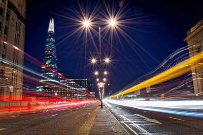 Light trails in city at night