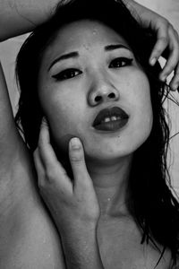 Close-up of beautiful young woman