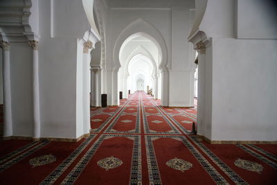Interior of the arched white berrima mosque or koutoubia