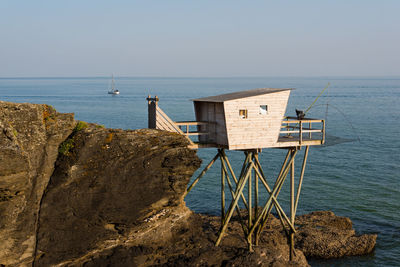 Scenic view of sea against clear sky