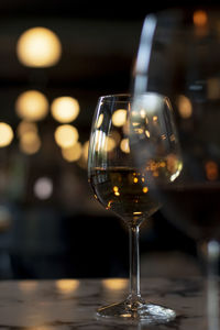 Close-up of wine glass on table in restaurant