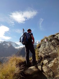 Man hiking on mountain