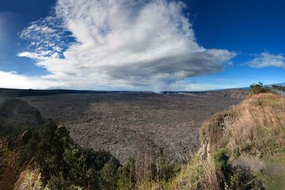 Scenic view of landscape against cloudy sky