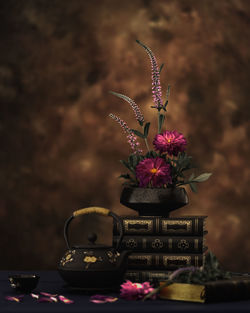 Close-up of pink flowering plant in vase