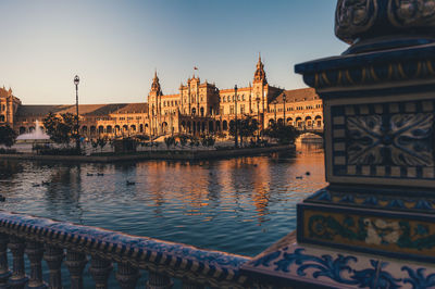 View of buildings and bridge in city