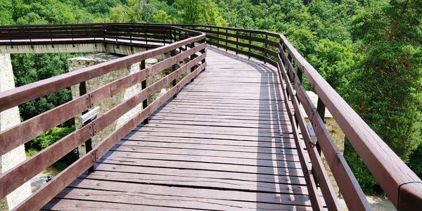 High angle view of footbridge on footpath