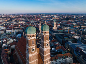 High angle view of cathedral in city