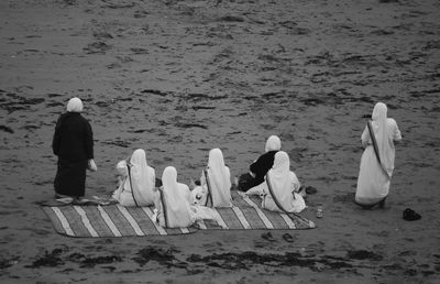 People relaxing in sea