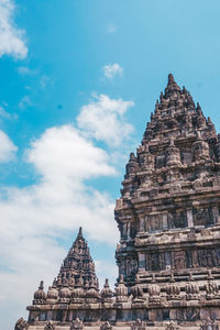 Low angle view of temple building against sky