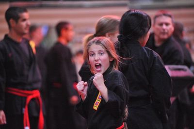 Girl practicing martial arts