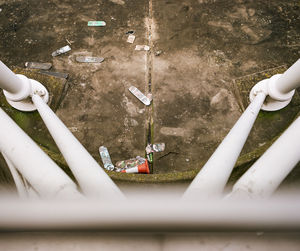 High angle view of hands in water