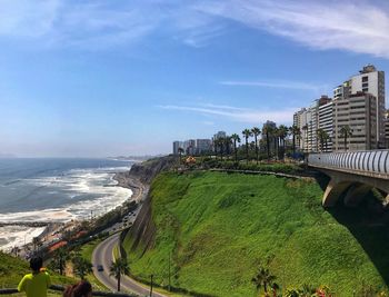 Enjoying the beautiful view at the seashore. this picture is good for relaxing.