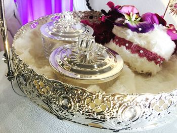 Close-up of dessert served on plate